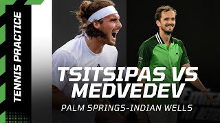 Daniil Medvedev vs Stefanos Tsitsipas Indian Wells tennis practice 🌴 tennis tennisplayer [upl. by Aken905]