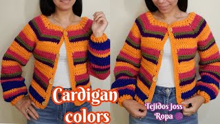 Cardigan colors tejido a crochet  tejidos joss ropa [upl. by Ehcrop290]