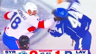 Vincent Arseneau Kale Kessy Fight  Arseneau Broken Finger  Syracuse Crunch Laval Rocket Highlights [upl. by Zicarelli]