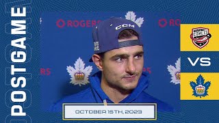 Toronto Marlies Media Availability  Postgame vs Utica Comets  October 15 2023 [upl. by Ailema915]