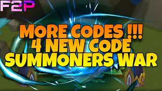 MORE CODES  4 NEW CODE SUMMONERS WAR [upl. by Berriman]