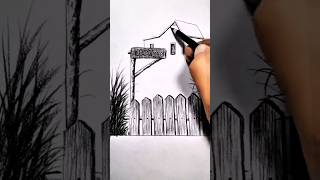 Beautiful Home 🏡 Pencil Drawing  Step By Step  inspiration trending shorts drawing ytshorts [upl. by Aleak909]