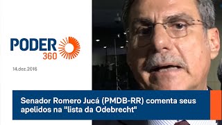 Senador Romero Jucá PMDBRR comenta seus apelidos na quotlista da Odebrechtquot  14dez2016 [upl. by Ynwat]