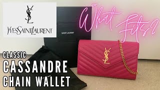 YSL SAINT LAURENT Classic CASSANDRE Chain Wallet in Grain De Poudre Leather [upl. by Gnak]