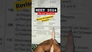 NEET 2024  Biology Important Questions The Cell NEET neet medical aiims neet2024 ytshorts [upl. by Ahsiekram616]