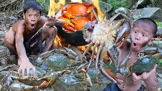 Primitive Technology  Kmeng Prey  Catch All Crab amp Cooking For Food Eating Delicious [upl. by Orsa390]