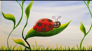 Pictura de Primavara 🐞 PICTEZ o BUBURUZA🐞 Pictura pentru copii si incepatori [upl. by Anitrak157]