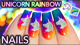 Unicorn Rainbow Nail Art now u can ride my nails [upl. by Latashia]