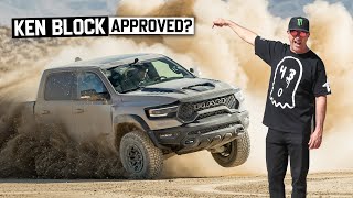 Ken Block Fully Sends a Brand New 702hp ‘22 Ram TRX Sandblast Edition in Johnson Valley It RIPS [upl. by Irrep]