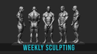 Anatomy sculpting practice Muscular male holding a kettlebell [upl. by Asiole]