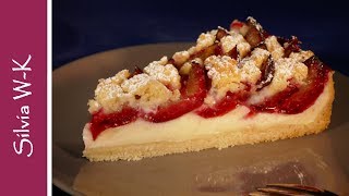 Zwetschgenkuchen mit Pudding  Pflaumenkuchen  mit Pudding und Streusel [upl. by Ap938]