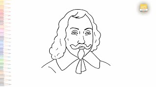 Samuel De Champlain drawing easy  Outline drawings  How to draw Samuel De Champlain artjanag [upl. by Soo]