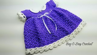 Crochet Baby Dress Tutorial  Bag O Day Crochet [upl. by Ahsiele]