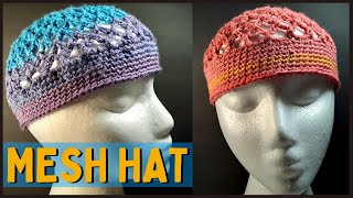 EASY Crochet Mesh Kufi Hat Tutorial For Beginner  Skull Cap  Open Weave Fishnet Beanie Pattern [upl. by Enelcaj]