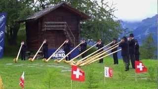 Alphorn players in Nendaz Switzerland [upl. by Anitsud]