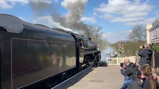 73082 Camelot departing steamtrain sussex whistle 5mt camelot bluebellrailway [upl. by Nnaycart]