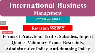 5  Tariff subsidy Non Tariff barriers Anti dumping policy Quotas Embargoes free Trade IBM [upl. by Ades]