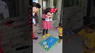 houston mascot party character mouse mickey amp minnie at the birthday event in the heights 2 [upl. by Yuu109]