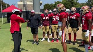 Fred Warner welcomes the 49ers linebackers including new signee Mychal Kendricks to practice [upl. by Annie]