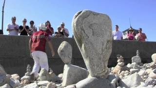 In Narragansett turning shoreline rocks into delicately balanced sculptures [upl. by Past]