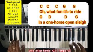 A Christmas Song Jingle bells  Keyboard played with Lyrics and Chords in G major [upl. by Santa]