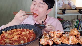 응급실떡볶이 슈프림 순살 치킨 리얼사운드 먹방～MUKBANG～Spicy Stirfried Rice Cake Chicken トッポッキ チキン tteokbokki ASMR [upl. by Erick]