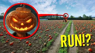 DRONE CATCHES PUMPKIN MAN AT HAUNTED PUMPKIN PATCH SCARY [upl. by Rafa]