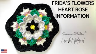 Crochet hexagon flower motif  Frida’s flowers “Heart Rose”  information [upl. by Lisk]