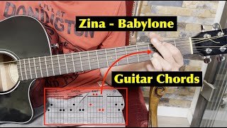 Babylone  Zina guitar tutorial with guitar chords [upl. by Grim]