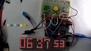 MAX7219 RTC DS1307 dht11 led matrix clock Arduino [upl. by Zoilla]