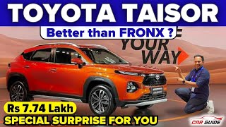 Toyota Taisor SUV Launched  Toyota SUV under Rs 8 Lakh  Better than Maruti Fronx SUV  Price [upl. by Eli85]