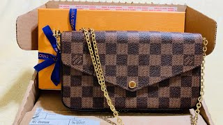 Louis Vuitton Felicie Pochette in Damier Ebene Unboxing Up Close  02012022 [upl. by Varick]