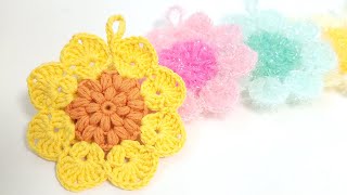 수세미뜨기 쉬운 단면 꽃수세미Crochet flower Crochet dish scrubber [upl. by Aiouqes952]