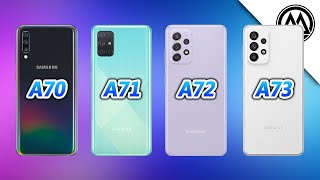 Samsung Galaxy A70 vs Samsung Galaxy A71 vs Samsung Galaxy A72 vs Samsung Galaxy A73 [upl. by Alaek]