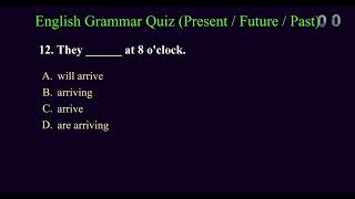 English Quiz  Present  Future  Past Tense MCQ  TFE english grammarquiz [upl. by Atok]