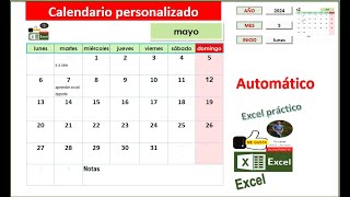 Parte 2 Diseñar calendario personalizado y dinamico en Excel Con registro de actividades [upl. by Dorn]