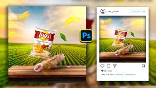 Creative poster design for Chips  Product Packging Design Manuplation in Photoshop bengali Tutorial [upl. by Enylcaj]