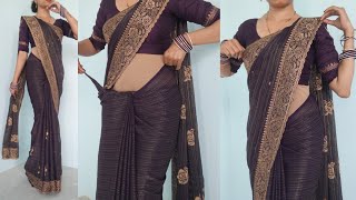 Very Heavy border style saree draping with easy steps  beginners guide saree draping perfectly [upl. by Acissey]