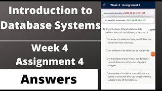 NPTEL Introduction to Database Systems WEEK 4 ASSIGNMENT ANSWERS [upl. by Hoover]