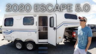 Escape 50 TA Small Fifth Wheel Trailer Tour with 380 watts Solar [upl. by Atillertse327]