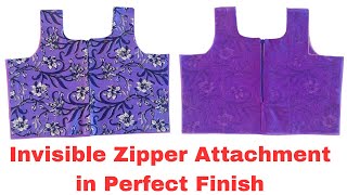 How to Attach Invisible Zipper in Frock  Invisible Zip Stitching in Easy method  Boutique Style [upl. by Devin873]