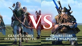 WARHAMMER III Total War  Glade Guard Starfire Shafts VS Quarellers Great Weapons [upl. by Roane]