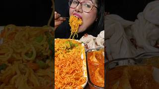 ASMR EATING momos and  Masala Maggi Schezwan Spicy Noodles Big Bites Asmr Eating Mukbang [upl. by Elumas212]