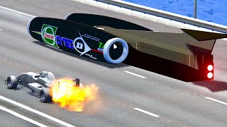 Formula Jet Engine vs Thrust SSC Fastest Car In The World  Drag Race 20 KM [upl. by Willumsen]