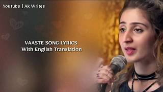 Vaaste  Lyrics  English Translation  Dhvani Bhanushali  Nikhil D’souza  Tere Liye Mera Safar [upl. by Swetlana982]