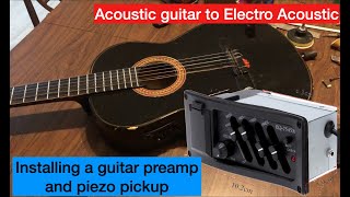 Instalar pastilla  preamplificador equalizador eq7545r en guitarra acustica [upl. by Einnij]