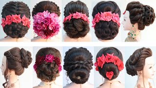 10 simple bun hairstyle for women  hairstyle for ladies  hairstyle for wedding [upl. by Ardeed]