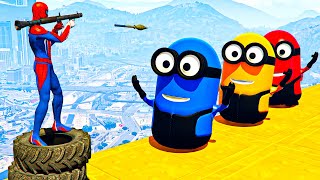 ✅GTA5 Epic Ragdoll RED SPIDERMAN VS RED MINION VS GREEN MINION Funny Fails Jumpgta5 [upl. by Matuag508]