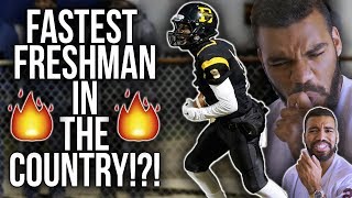 The FASTEST 14 Year Old High School Football Player Ahmari HugginsBruce Highlights Reaction [upl. by Herzel]