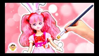 プリキュアアラモード リカちゃんがキュアホイップの衣装に変身❤️ドレスを粘土で手作り⭐美容室でヘアカラーやメイク♪おもちゃ アニメ [upl. by Anyal]